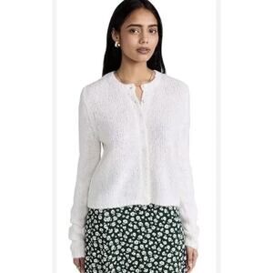 Reformation Women's Clara Crewneck White Alpaca Sweater Cardigan - Size Small